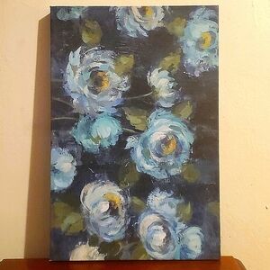 Unknown Artist, "Light Blue Flowers Against Dark Blue Background"